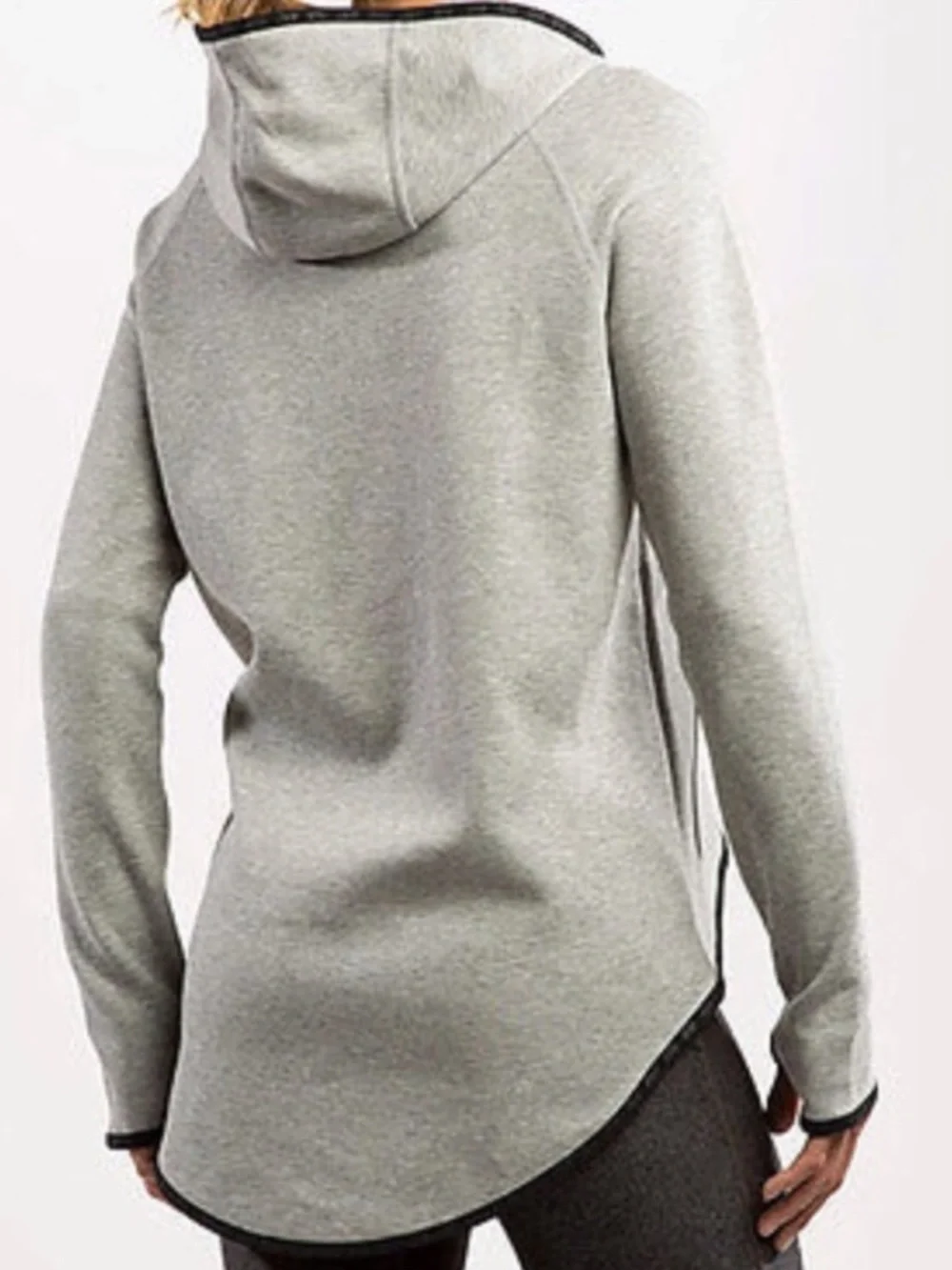 Nike Women's Light Gray Heathered Full-Zip Hooded Cape Hi-low Jacket size Medium